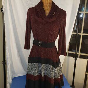 Signature by Robbie Bee Women's Knit Dress, Red/Black/Grey - PM